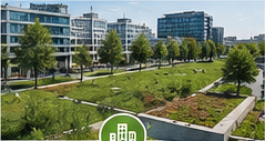 Office district and green spaces